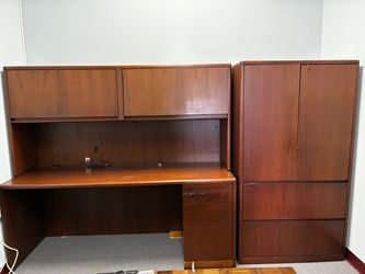 Desk, Hutch and Cabinet - wood /matching