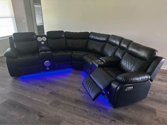 🔥 Luxury Power Reclining Sectional with LED Lights, Bluetooth Speakers & Cup Holders 🔥 $160