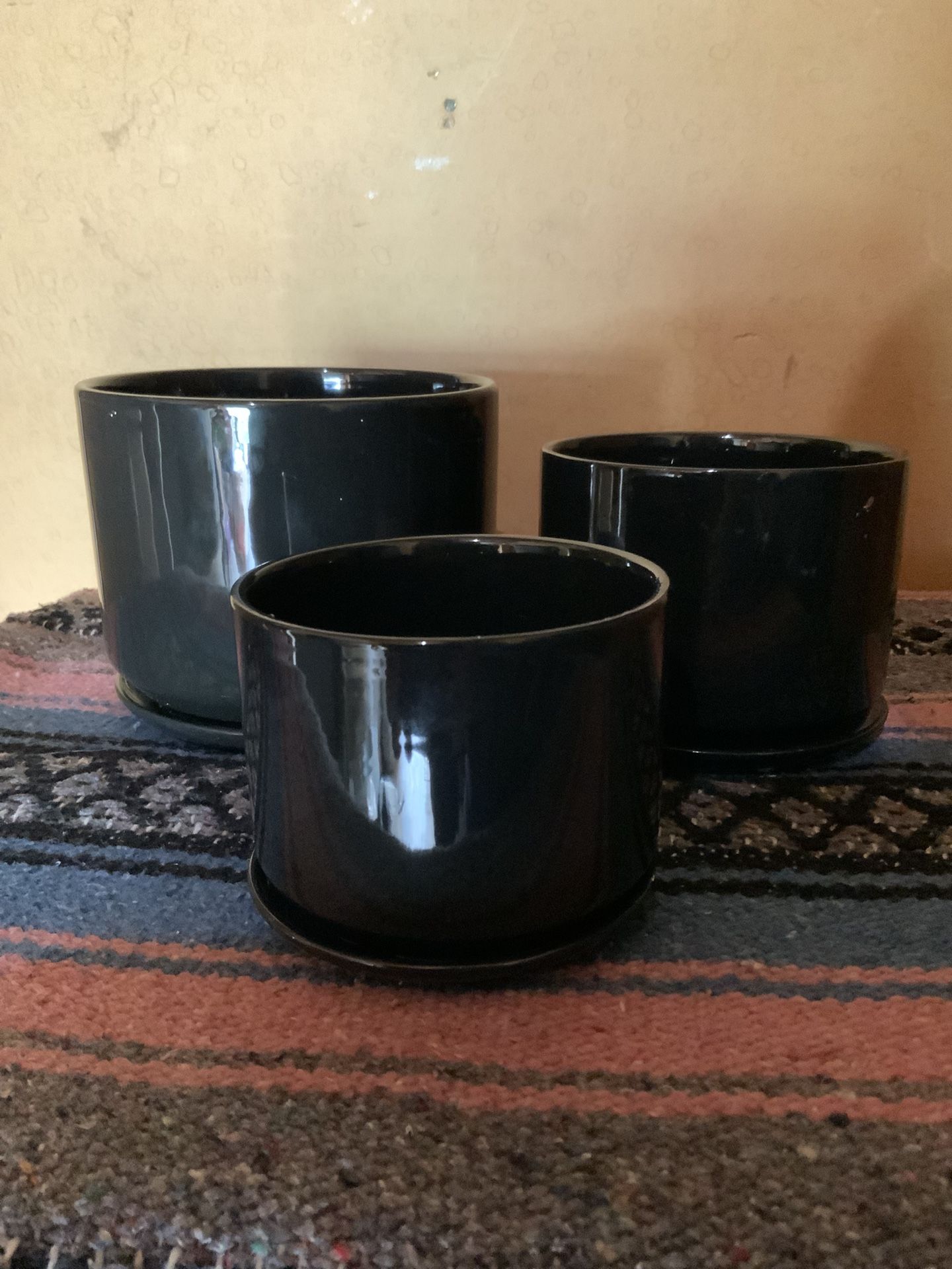 Black Ceramic Plant Pots Planters