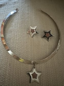 Stainless Steel Choker And Earrings Set