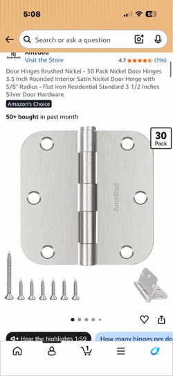 Door Hinges Brushed Nickel -30 piece