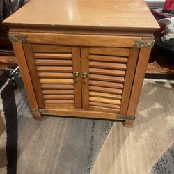 Vintage 1970’s Side Wood Cabinet In Very Good Condition, Just Need To Refinish Top
