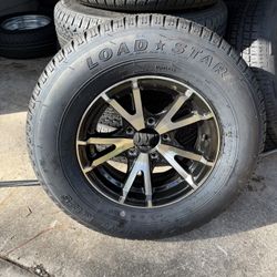 New 205-75-14inch Trailer Tires With Black Aluminum Wheels.  