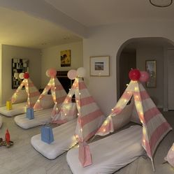 6 TeePees for Slumber Party - Includes Everything 