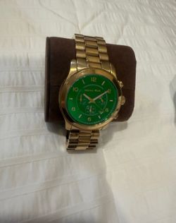 Michael Kors MK8407 Runway Flash Lens Gold Watch Green Flash Like New
