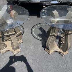 2 Glass Top End Tables