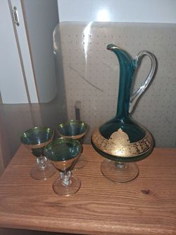 1960's Murano Wine Decanter and glasses