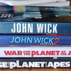 4k/Blu-ray Movies. War For The Planet Of The Apes And Rise Of The Planet Of The Apes, John Wick 1,2 4k 