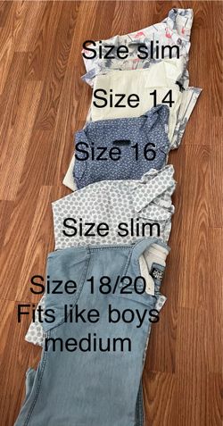 5 Boys button down shirts and 1 pair pull on gray pants size 16. Sizes 14, 16, Slim and medium.  All for $10