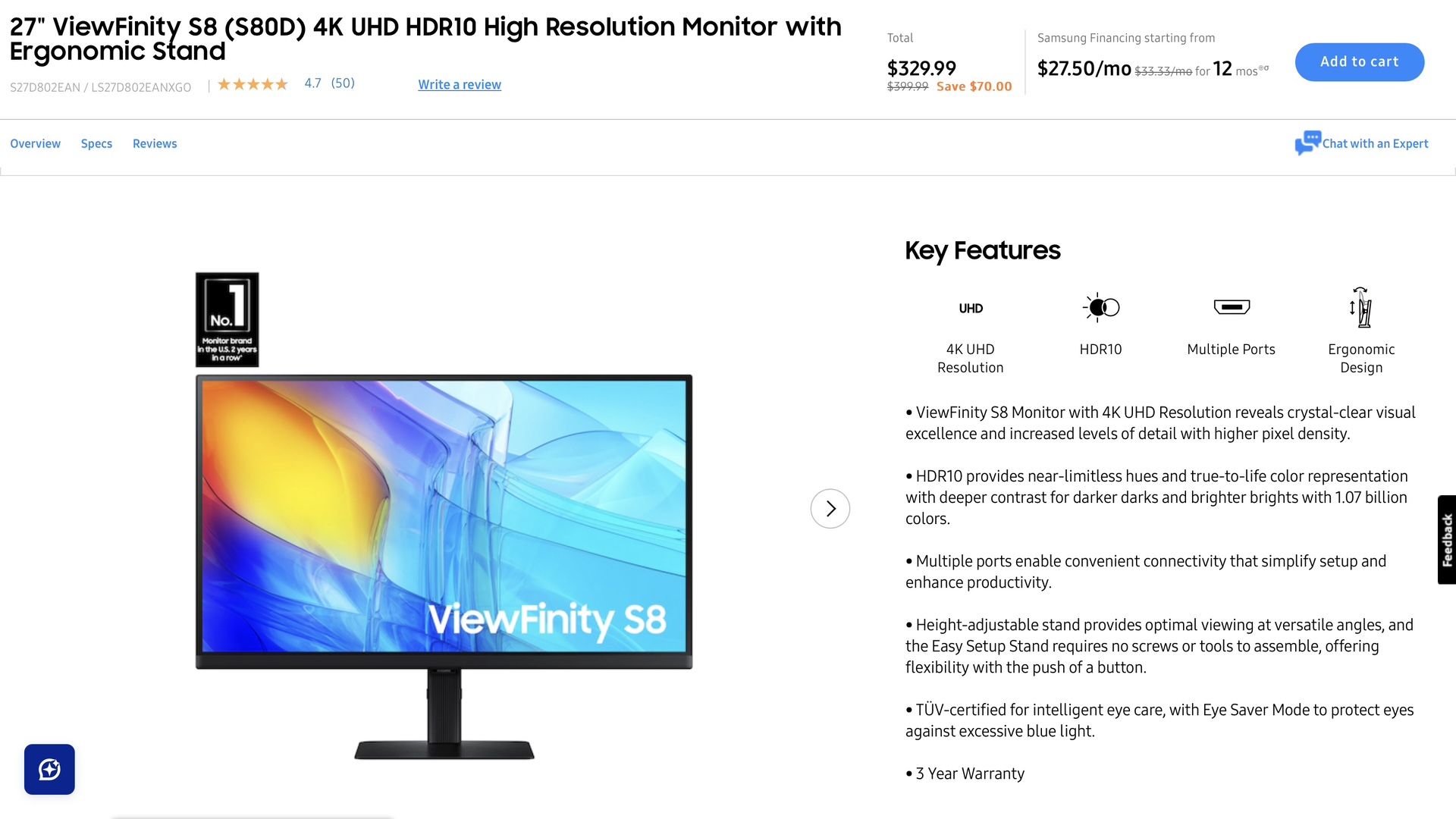 4K Samsung 27inch monitor
