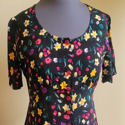 Vintage Betsey Johnson Floral Maxi Long Dress Sz L