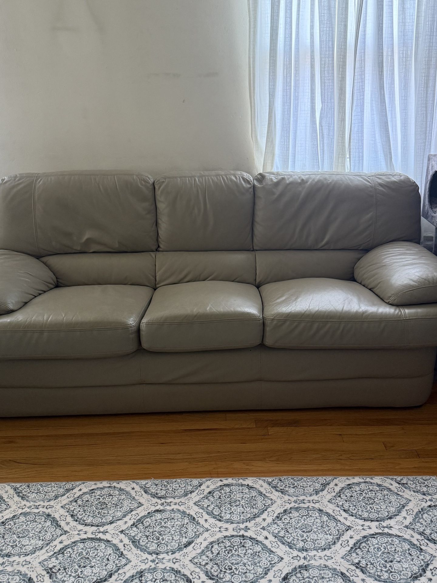 Premium Leather Couch Grey/Tan Great Condition Moving Sale