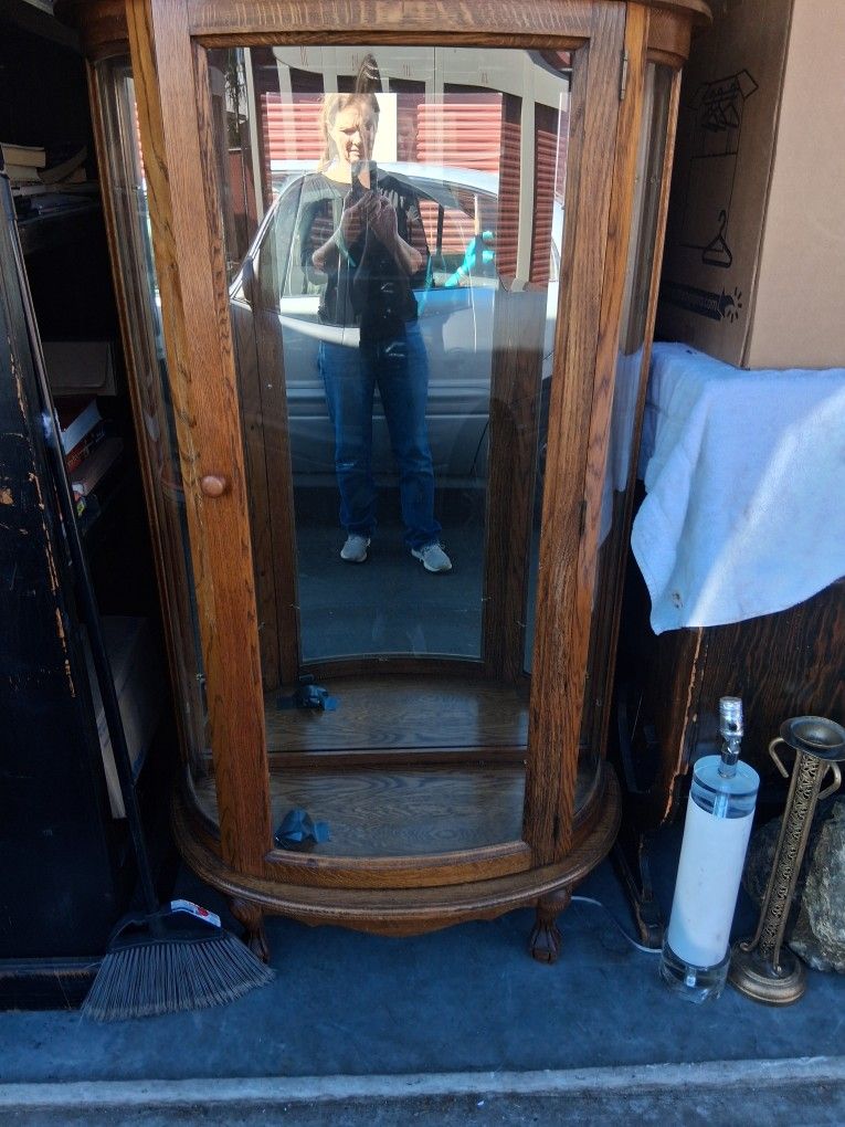 Oak And Glass Curio