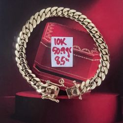 10K  Solid Gold 🇨🇺 Links Bracelet For Wedding 50.9Gr 8.50 Inches Long 