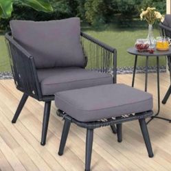 2pcs rope rattan sofa set gray. 33/41Lbs 15/18.6kgs gray .. 1chair 1 table gray C013