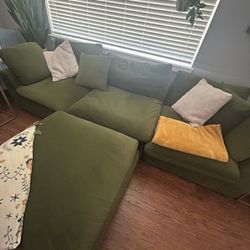 Olive Green Couch With Ottoman 