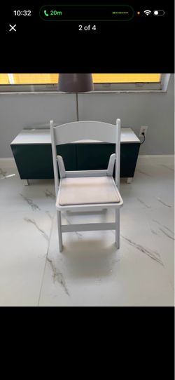 White Wood Folding Chair with Padded Seat