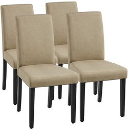 Set of 4 Khaki Upholstered Dining Chairs - 614976