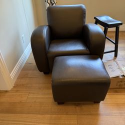 Leather Like Chair And Ottoman 