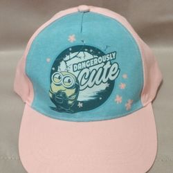 Child Girls Minions The Rise Of Gru Pink Baseball Cap "Dangerously Cute" Flowers