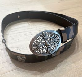 Chrome Hearts Camo Studded Oval Buckle Belt