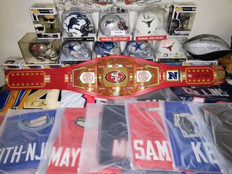 Sports memorabilia, jerseys, mini helmets, cards