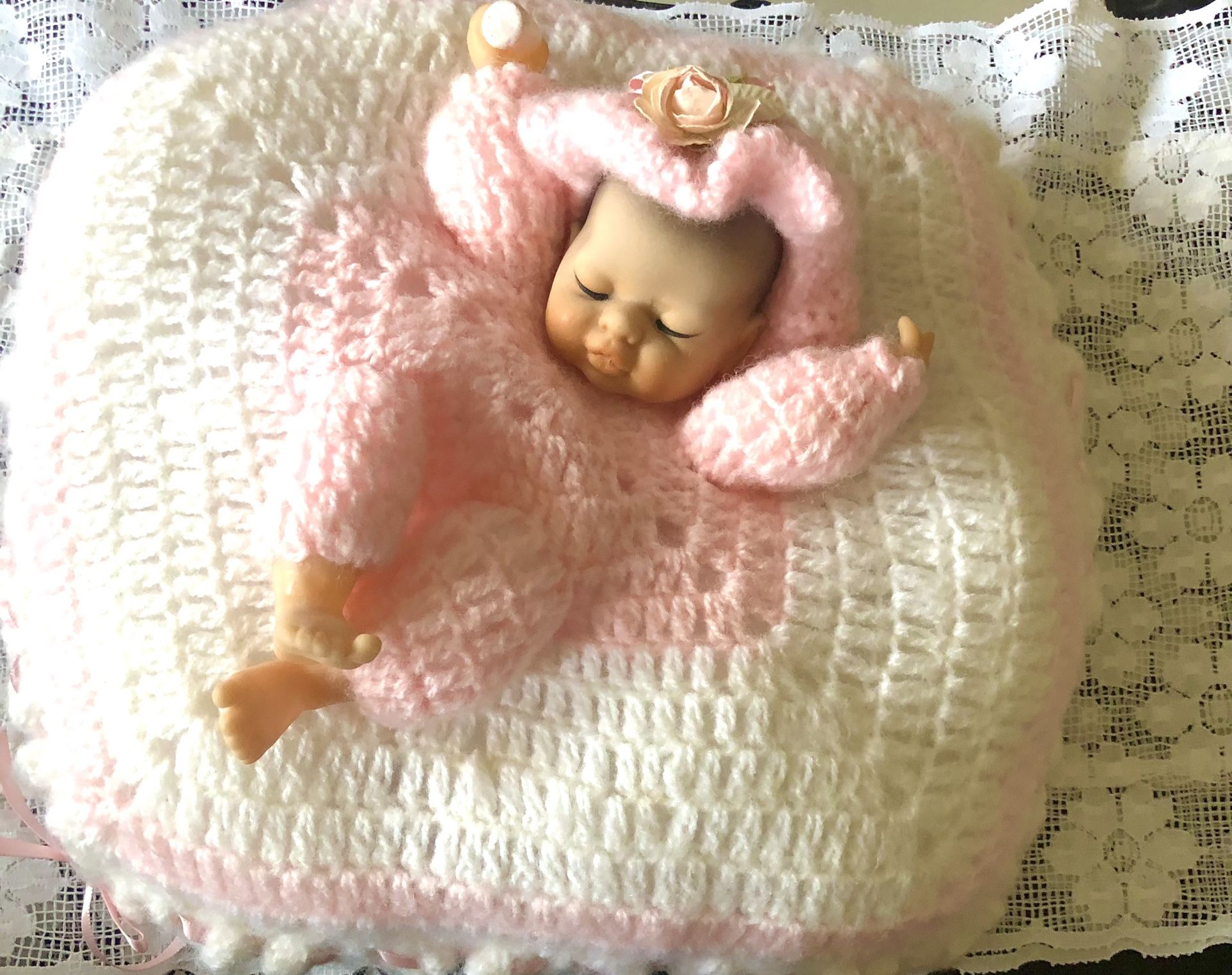 Hand Knitted Baby Doll Pillow