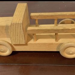 Hand Crafted Wood Toy 9”X 4”x5”Staked / Flat Bed Farm Truck--Animals & Hay Bale