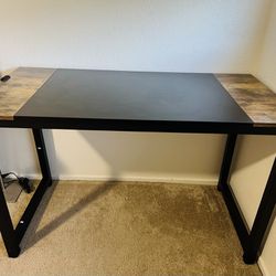 Computer Office Small Desk 47" Modern Simple Style PC Desk, Black and Rustic Brown