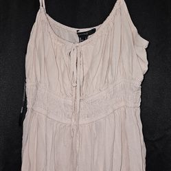 Forever 21 Pink mini dress with scoop neck shirred bodice cami straps