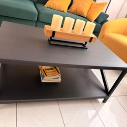Coffee Table + Side Table Set (Black, Modern)