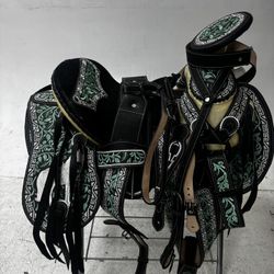 KingSaddle Mexican Leather Horse Saddle/ Silla De Montar Estilo Charro 