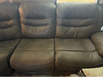 Gray Leather Reclining Sectional Sofa