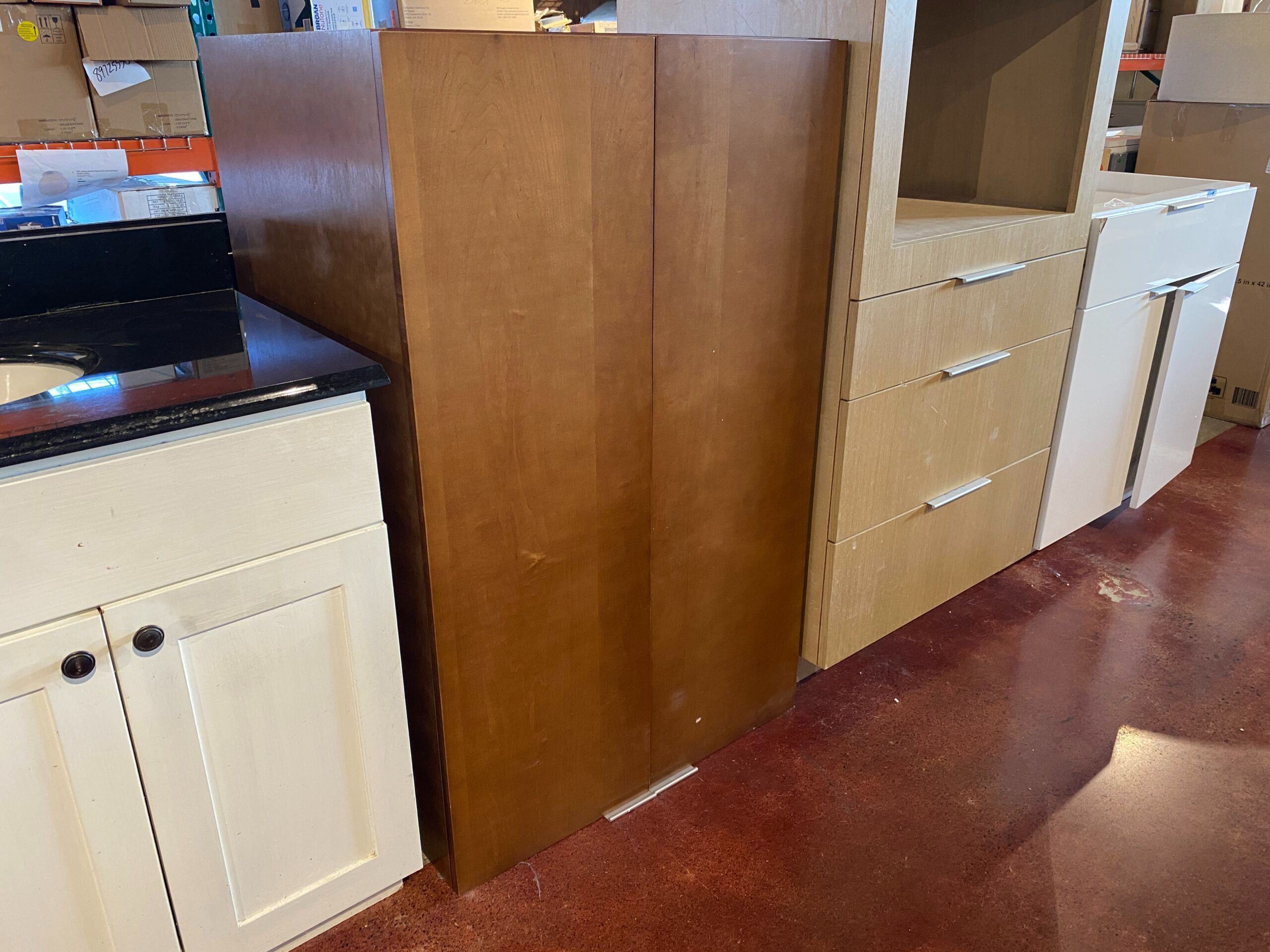 Large Brown 2 Shelf Upper Cabinet