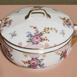 Epiag Czechoslovakia Bridal Rose Covered Vegetable Bowl