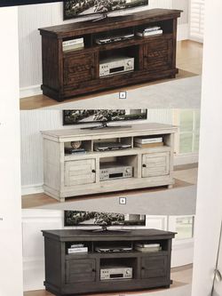 TV console in brown antique white or gray