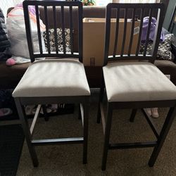 Set of 2 dark brn bar stools island chairs