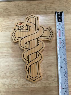 Cross Snake Carved Art