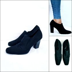 90s Era Square Toe Bootie Chunky Heels