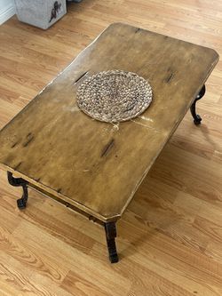 Heavy Real Wood Steel Renaissance Coffee Table