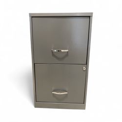 2 Drawer Metal Filing Cabinet Silver With Lock