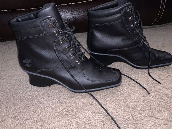 women's black timberland wedge boots