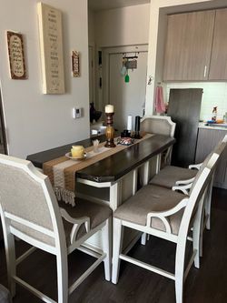 Kitchen island dining table w/wine storage and drawers