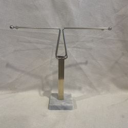 Vintage Hand Towel Holder Gold Metal & Marble