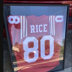 Jerry Rice Autographed Signed San Francisco 49ers Jersey.   Framed. No papers. Fremont pickup.   $100