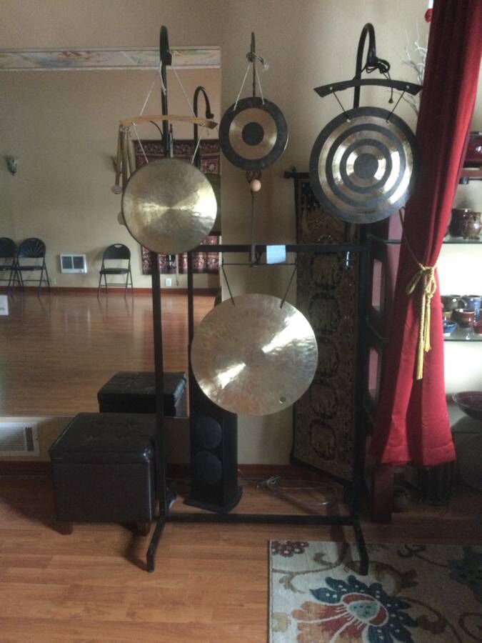 Set Of 4 Gongs On Stand 