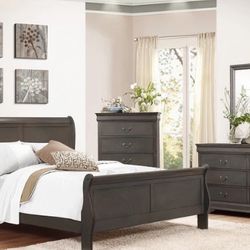 Mayville Stained Gray Sleigh Bedroom Set