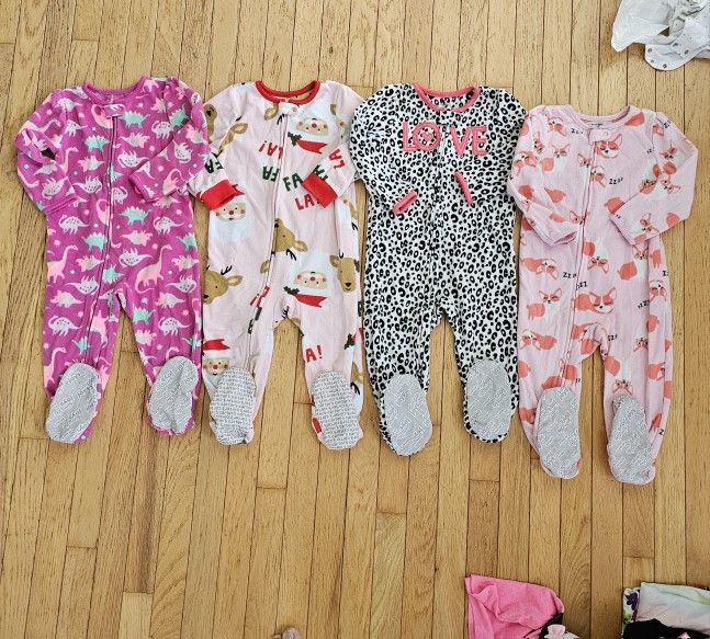 4 Pcs Fleece Footed Pajamas 2T