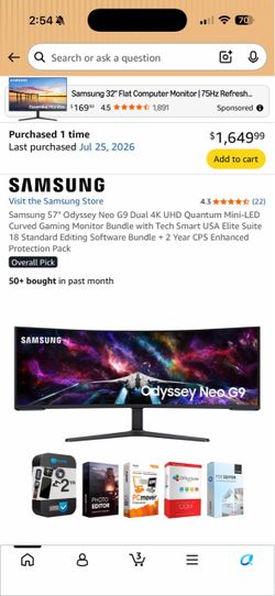 Samsung Odyssey Neo G9 57" Curved Gaming Monitor