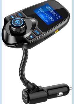 Bluetooth 5.4 Car Adapter with 1.44" Clear Display & Flexible Gooseneck - FM Radio Transmitter & Bluetooth Receiver for Hands-Free Calls, Wireless Mus